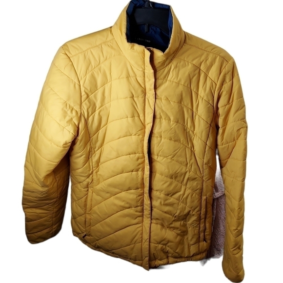 Lands end Med yellow women's puffer zip coat - Picture 1 of 11